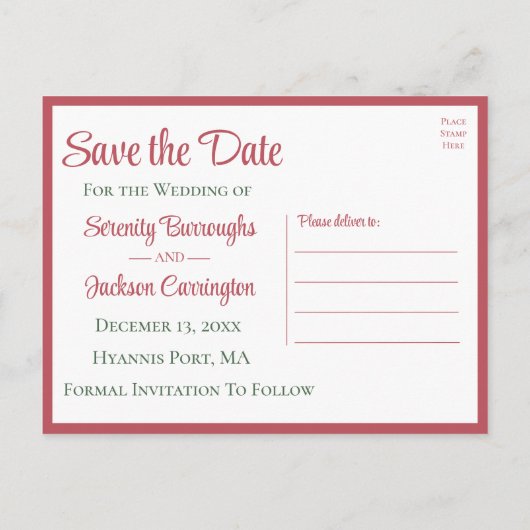 Carte Postale Poinsettia Noël Fleurs Mariage Épargnez la date (Dos)