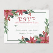 Carte Postale Poinsettia Red Winter Wedding Noël RSVP (Devant)