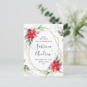 Carte Postale Poinsettia Winter Greenery Wedding Enregistrer la (Debout devant)