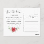 Carte Postale Poinsettia Winter Greenery Wedding Enregistrer la (Dos)