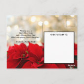 Carte Postale Poinsettias rouges avec Golden Bokeh Noël (Dos)