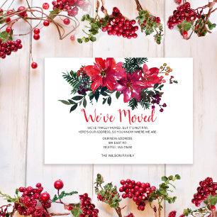 Carte Postale Poinsettias Rustiques Baies Nous Avons Déménagé Va