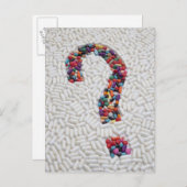 Carte Postale Point d'interrogation des pilules sur la pilule bl (Devant / Derrière)