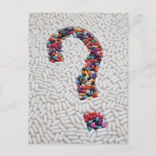 Carte Postale Point d'interrogation des pilules sur la pilule bl (Devant)