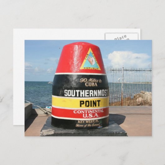 Carte Postale Point le plus au sud des États-Unis, Key West (Devant / Derrière)