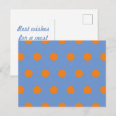 Carte postale Pointe Polka (Denim Blue & Orange) (Devant / Derrière)