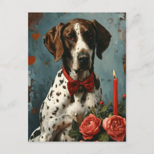 Carte Postale Pointeur allemand Vintage Valentine's day