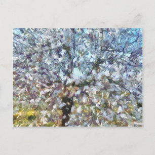 Carte Postale Pointillisme en fleurs d'amandes du printemps