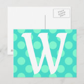 Carte Postale Points Aquamarine Monogrammés (Devant / Derrière)