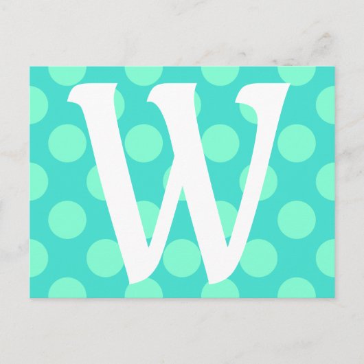Carte Postale Points Aquamarine Monogrammés (Devant)