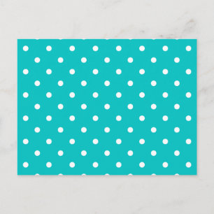 Carte Postale Points blancs, Motif Polka Dot Turquoise.