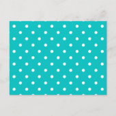 Carte Postale Points blancs, Motif Polka Dot Turquoise. (Devant)
