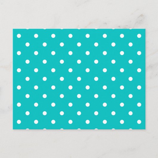 Carte Postale Points blancs, Motif Polka Dot Turquoise. (Devant)