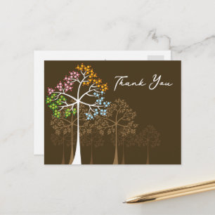 Carte Postale Points Colorés Arbres des Quatre Saisons Mariage R