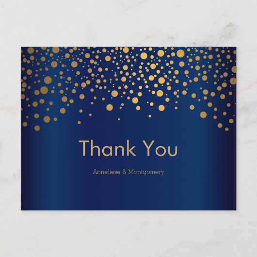 Carte Postale Points Confetti Or Design | bleu marine (Devant)