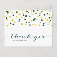 Points Confetti turquoises et jaunes Merci moderne