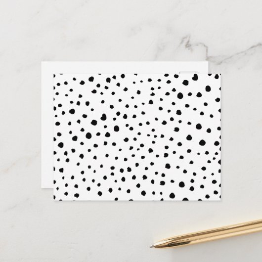 Carte Postale Points dalmatiens, Points dalmatiens, Noir et Blan (Devant/Arrière en situation)