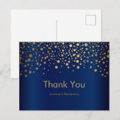 Carte Postale Points de confettis dorés élégants | Bleu marine (Devant / Derrière)
