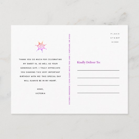 Carte Postale Points de Parties scintillant arc-en-ciel doux 16  (Dos)