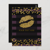 Carte Postale Points d'huile de Faux Gold de bandes violettes et (Devant / Derrière)