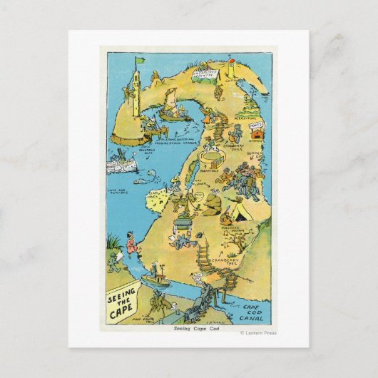 Carte Postale Points d'intérêt sur Cape Cod (Devant)