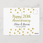 Carte Postale Points dorés scintillants joyeux 20e anniversaire  (Dos)