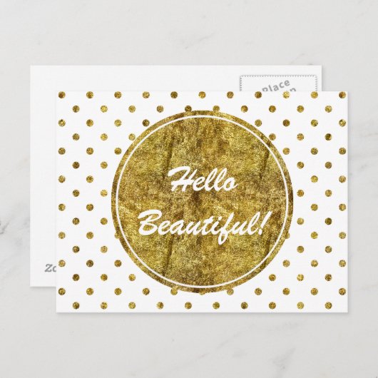Carte Postale Points glamés en or chic (Devant / Derrière)