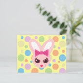 Carte Postale Points Kawaii Sassy Bunny Pink Bow & Mod (Debout devant)