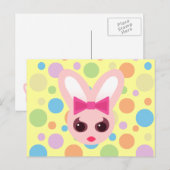 Carte Postale Points Kawaii Sassy Bunny Pink Bow & Mod (Devant / Derrière)