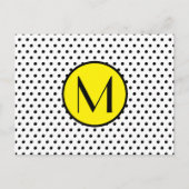 Carte Postale Points noirs et blancs avec monogramme jaune (Devant)