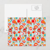 Carte Postale Points Orange Rétro et Turquoise (Devant / Derrière)