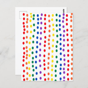 Carte Postale Points Rainbow Candy en blanc