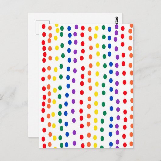 Carte Postale Points Rainbow Candy en blanc (Devant / Derrière)