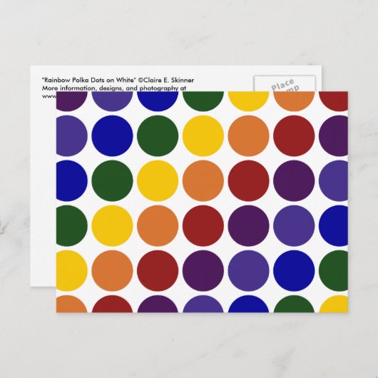 Carte Postale Pois arc-en-ciel en blanc (Devant / Derrière)