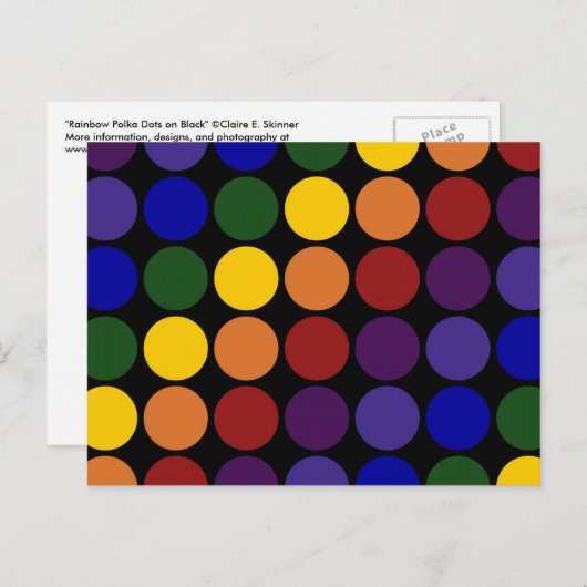 Carte Postale Pois arc-en-ciel en noir (Devant / Derrière)