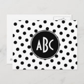Carte Postale Pois blancs et noirs monogrammes (Devant / Derrière)