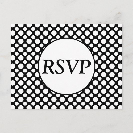 Carte postale Pois blancs personnalisés RSVP (Devant)