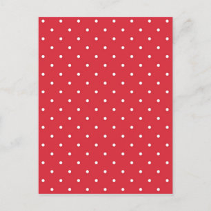 Carte Postale Pois blancs rétro sur arrière - plan rouge
