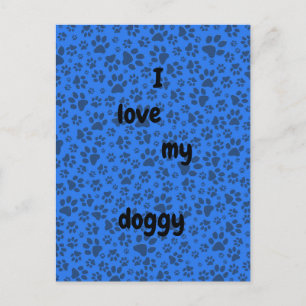 Carte Postale Pois de chien noir et blanc Pointe Polka sur le bl