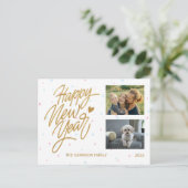 Carte Postale Pois Deux photos Calligraphie du Nouvel An (Debout devant)