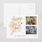 Carte Postale Pois Deux photos Calligraphie du Nouvel An (Devant / Derrière)