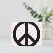 Carte Postale Pois roses avec symbole de paix noir (Debout devant)