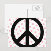 Carte Postale Pois roses avec symbole de paix noir (Devant / Derrière)