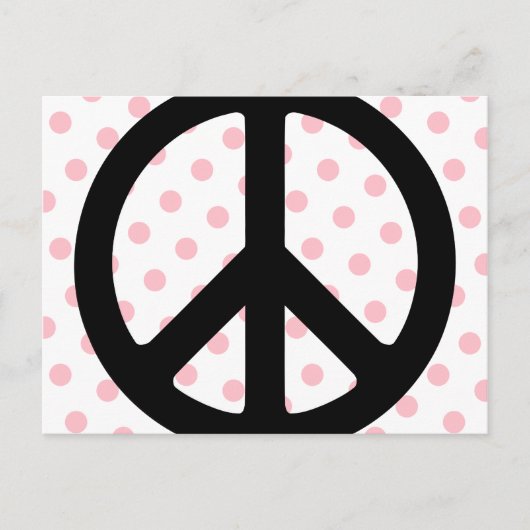 Carte Postale Pois roses avec symbole de paix noir (Devant)