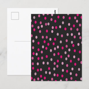 Carte Postale Pois roses sur noir