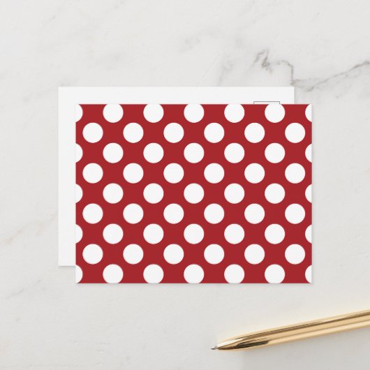 Carte Postale Pois rouges, Motif à points polka, points, pointil (Devant/Arrière en situation)