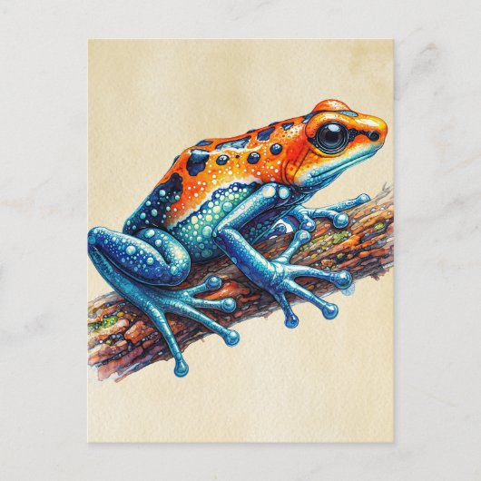 Carte Postale Poison grenouille à tarte orange bleu (Devant)
