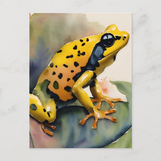 Carte Postale Poison Panier Grenouille Jaune Aquarelle Art (Devant)