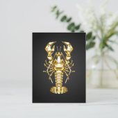 Carte Postale Poisson à langouste polygonale dorée sur noir (Debout devant)