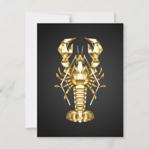 Carte Postale Poisson à langouste polygonale dorée sur noir